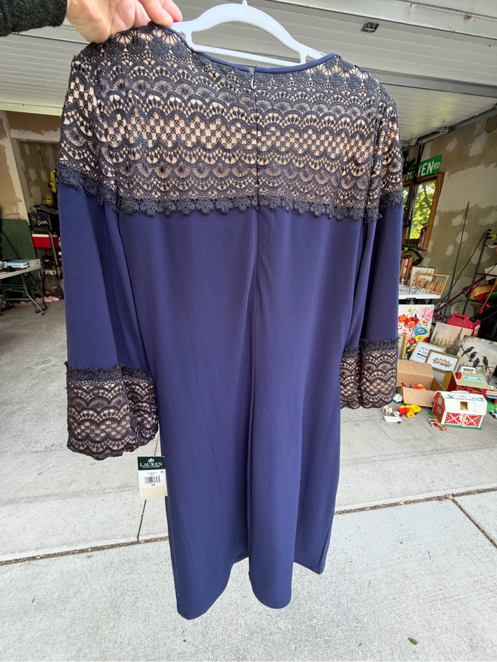Lauren Ralph Lauren Navy Dress with Lace Trim